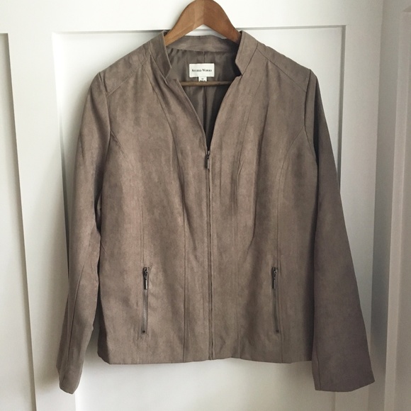 Studio Works Jackets & Blazers - Studio Works Faux Suede Zip Up Jacket, 14